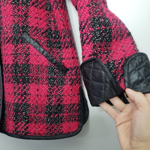 Bob Mackie Red Plaid Tweed Wearable Art Jacket S - Picture 5 of 12